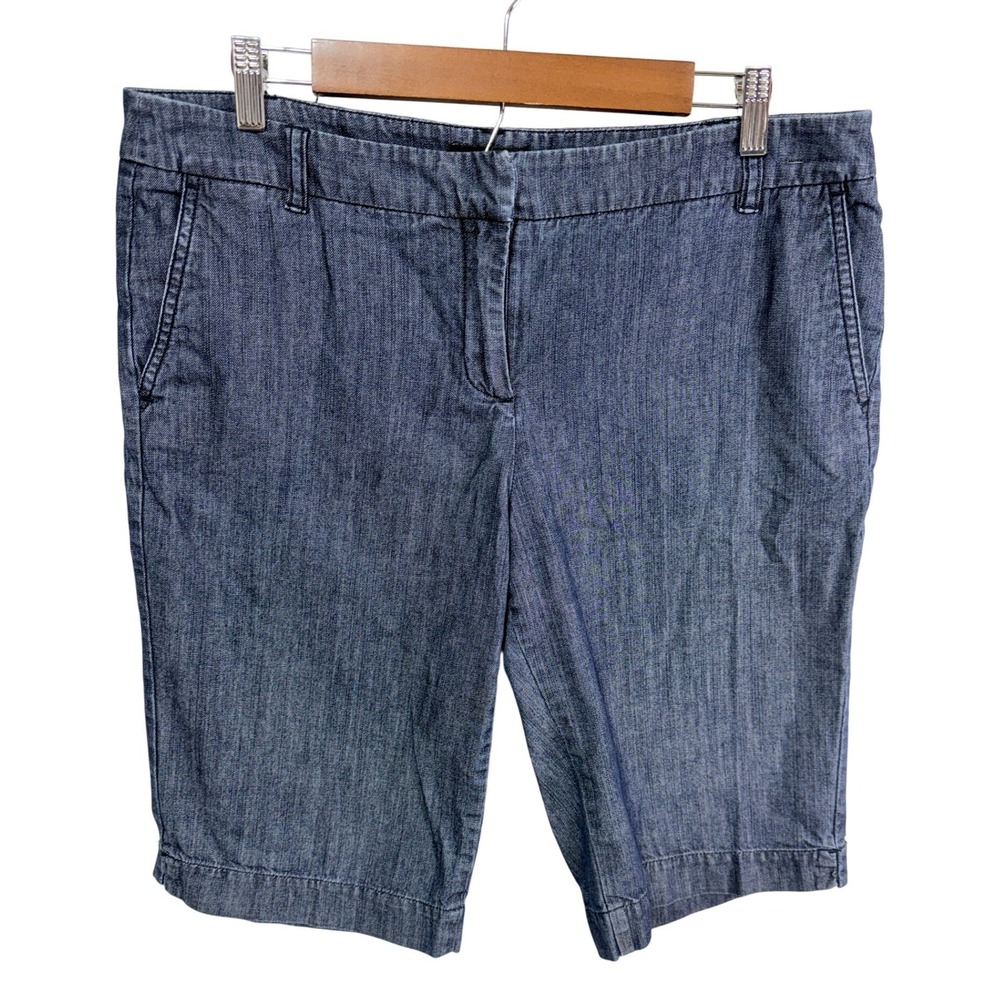 New York & Company Shorts Bermuda Chambray Size 12 Blue Cotton Y2K Retro Summer